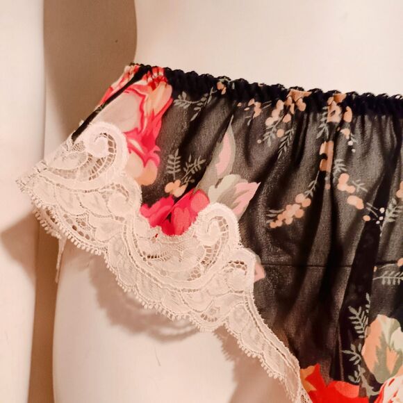 Vintage Natori Floral Cami 2 Pc Lingerie Set-Small-Lace Trim-Adjustable-Hi Cut - Picture 7 of 9